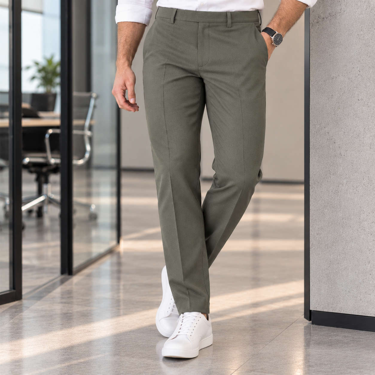 Olive Green Formal Trousers