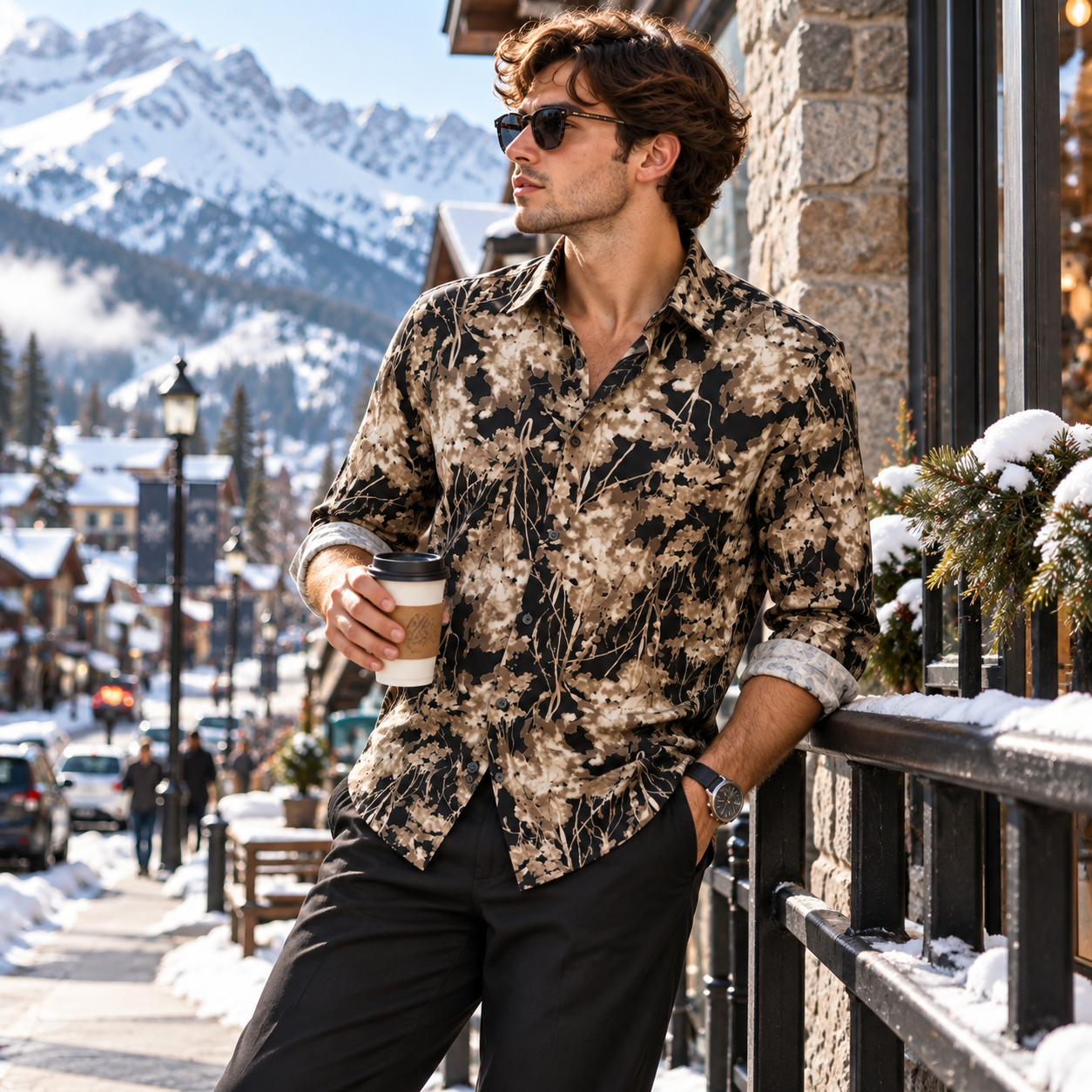 Mocha Mist Printed Shirt