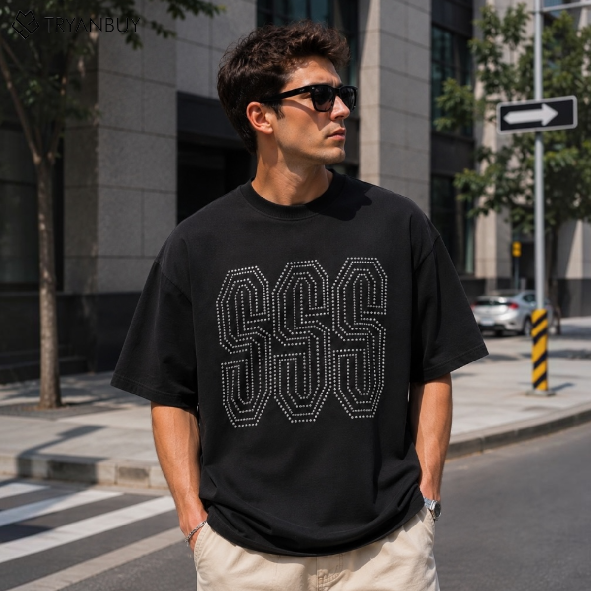 Urban Triple S Rhinestone Oversized T-Shirt