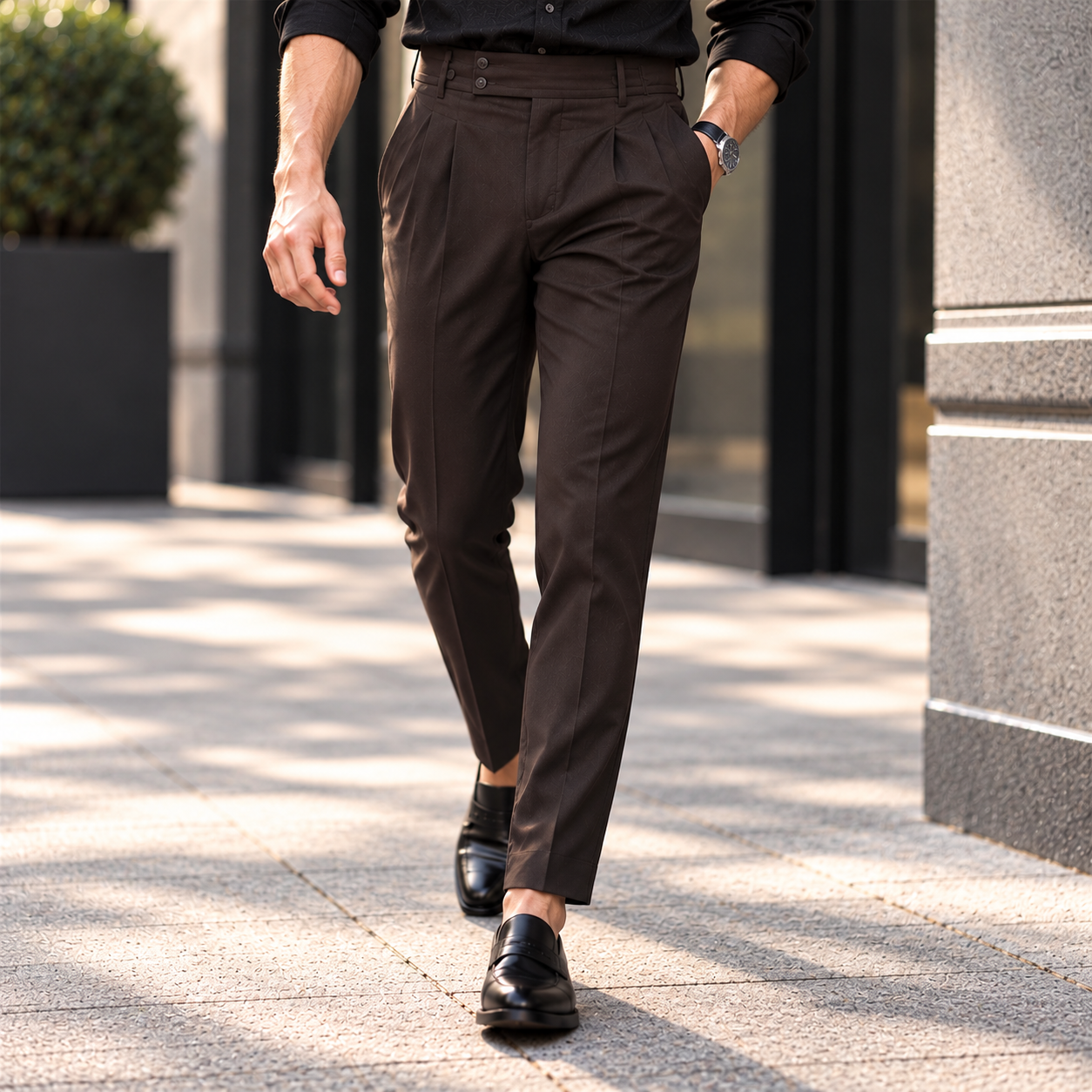 Premium Dark Chocolate Brown Tailored Trousers