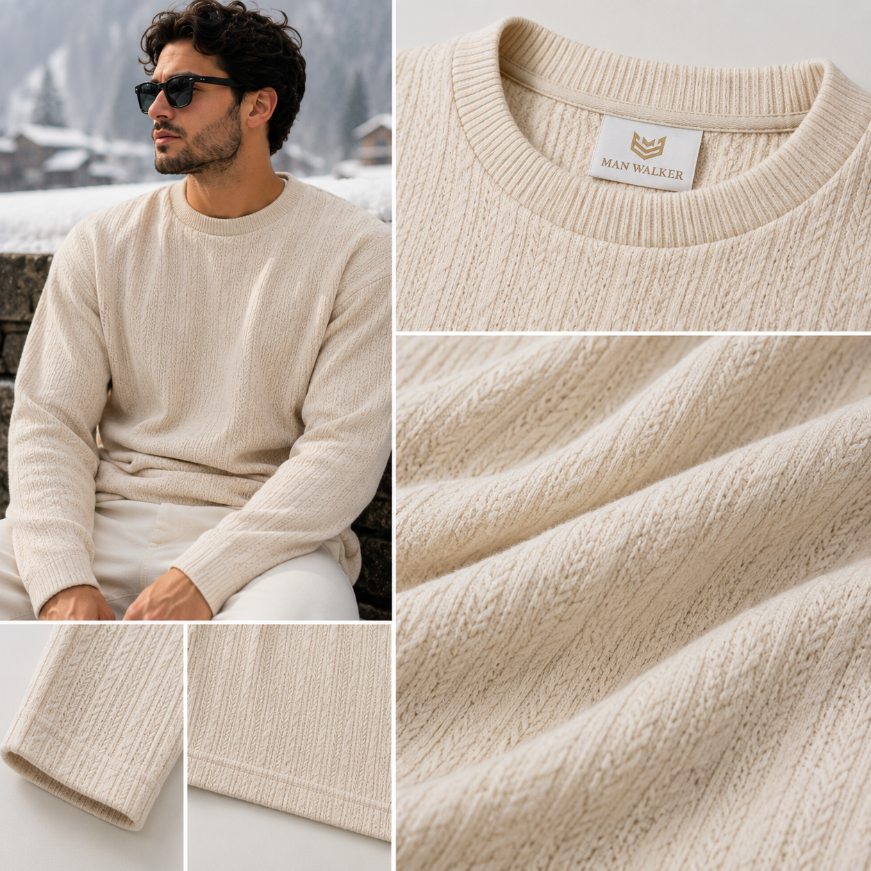 Urban Rib Knit Crewneck Sweater – CREAM