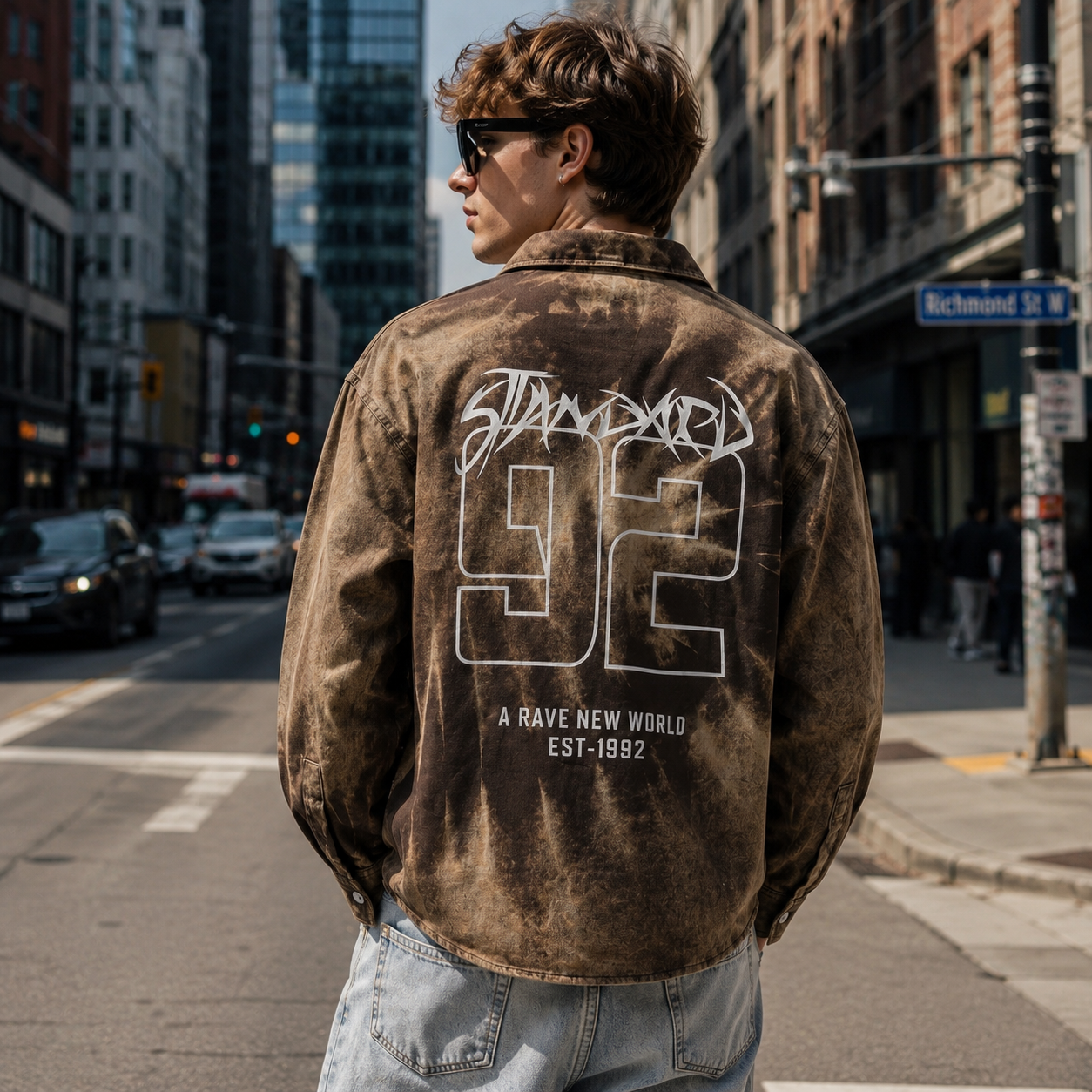 Urban Eclipse Tie-Dye Oversized Shirt – Brown