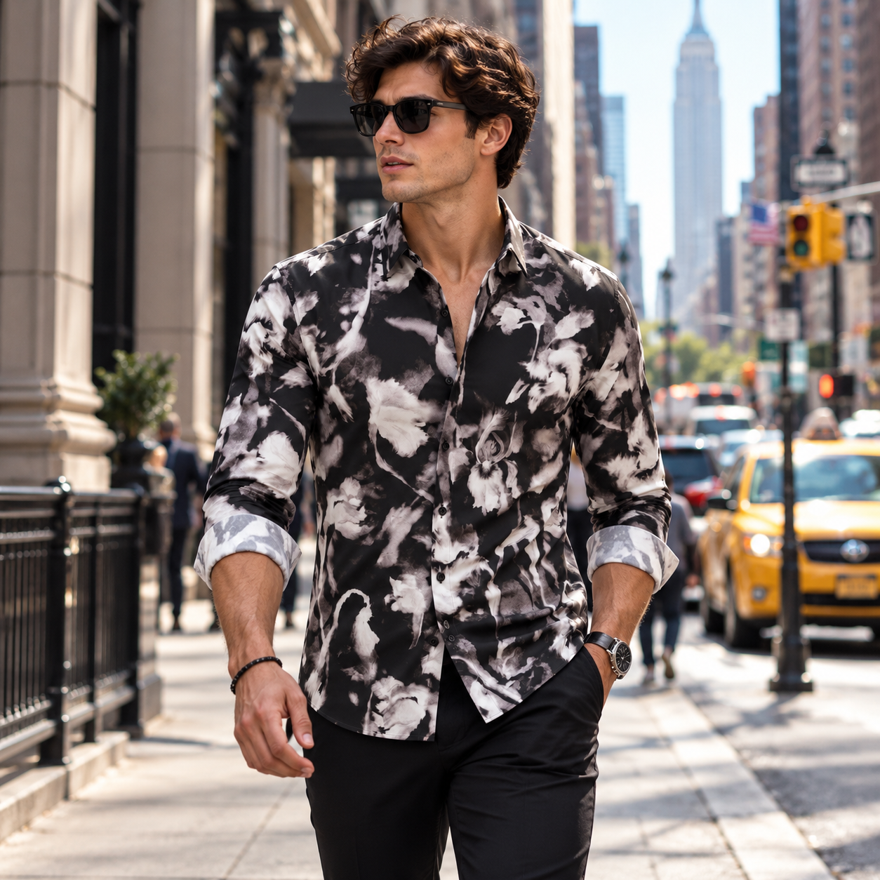 Midnight Cloudy Bloom Abstract  Printed Shirt