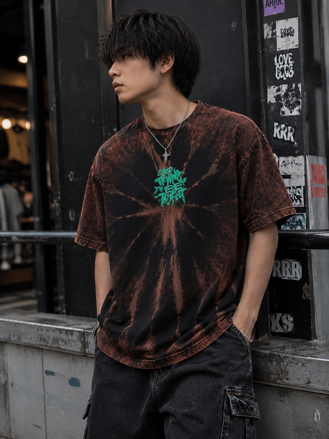Brown Acid Wash Oversized T-Shirt