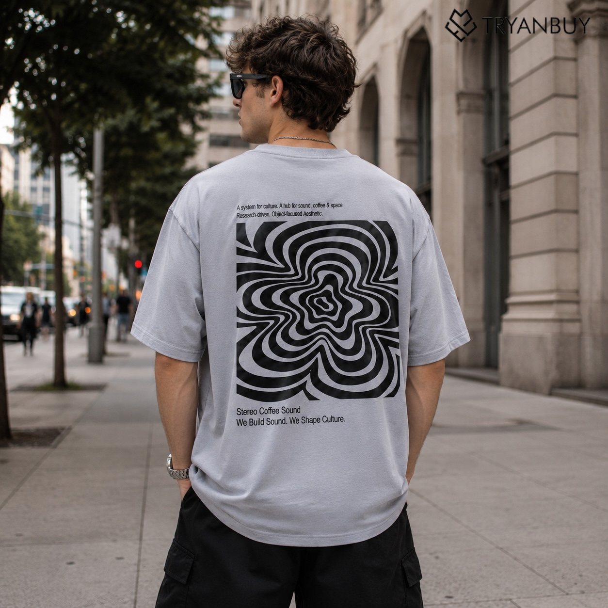 Nordich Wave Oversized Graphic T-Shirt – Ice Grey