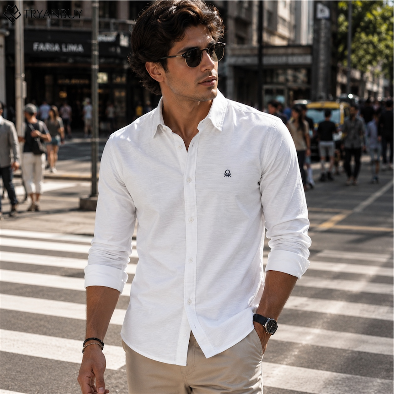 Classic White Textured  Casual Shirt