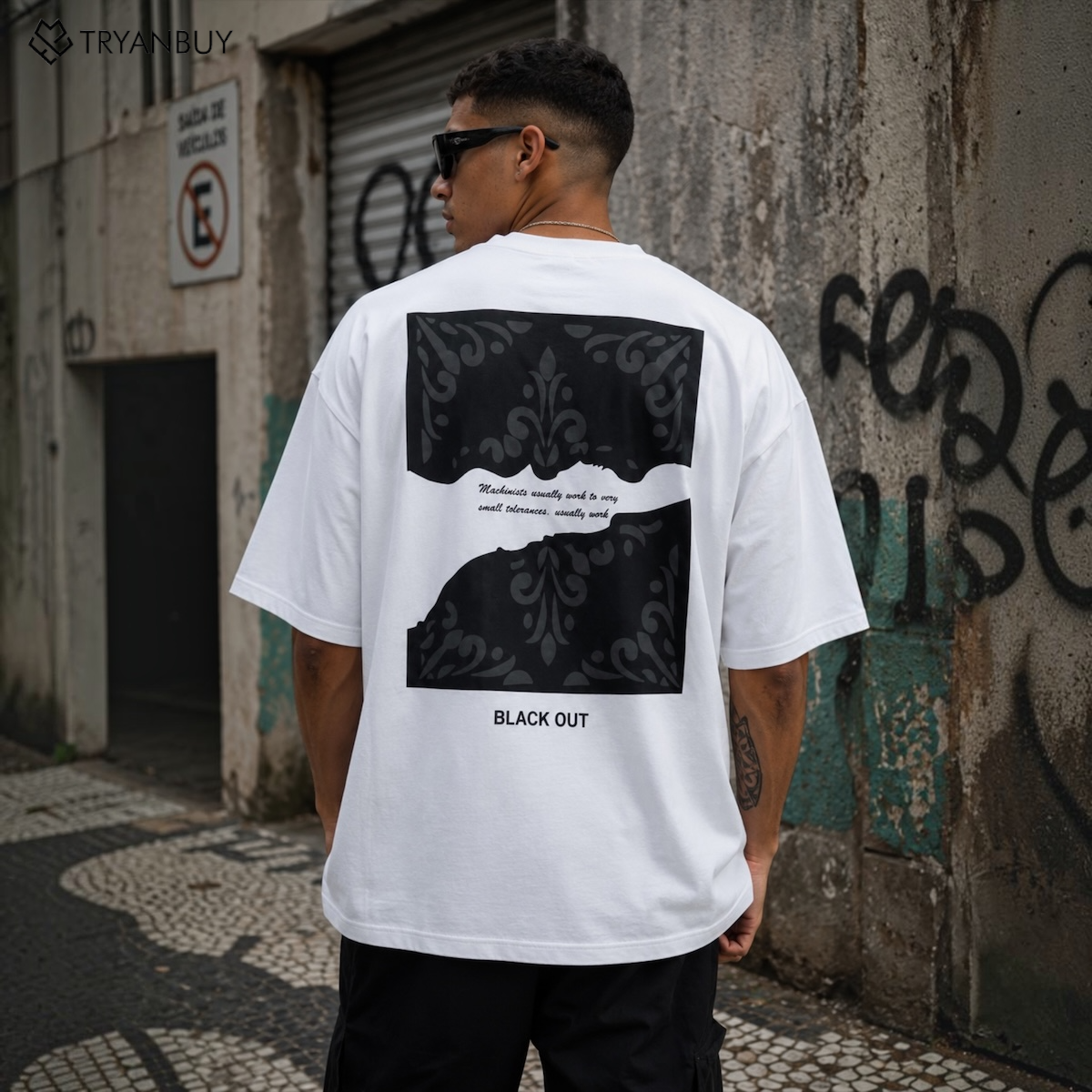 Metaforged Gothic Oversized T-Shirt – White