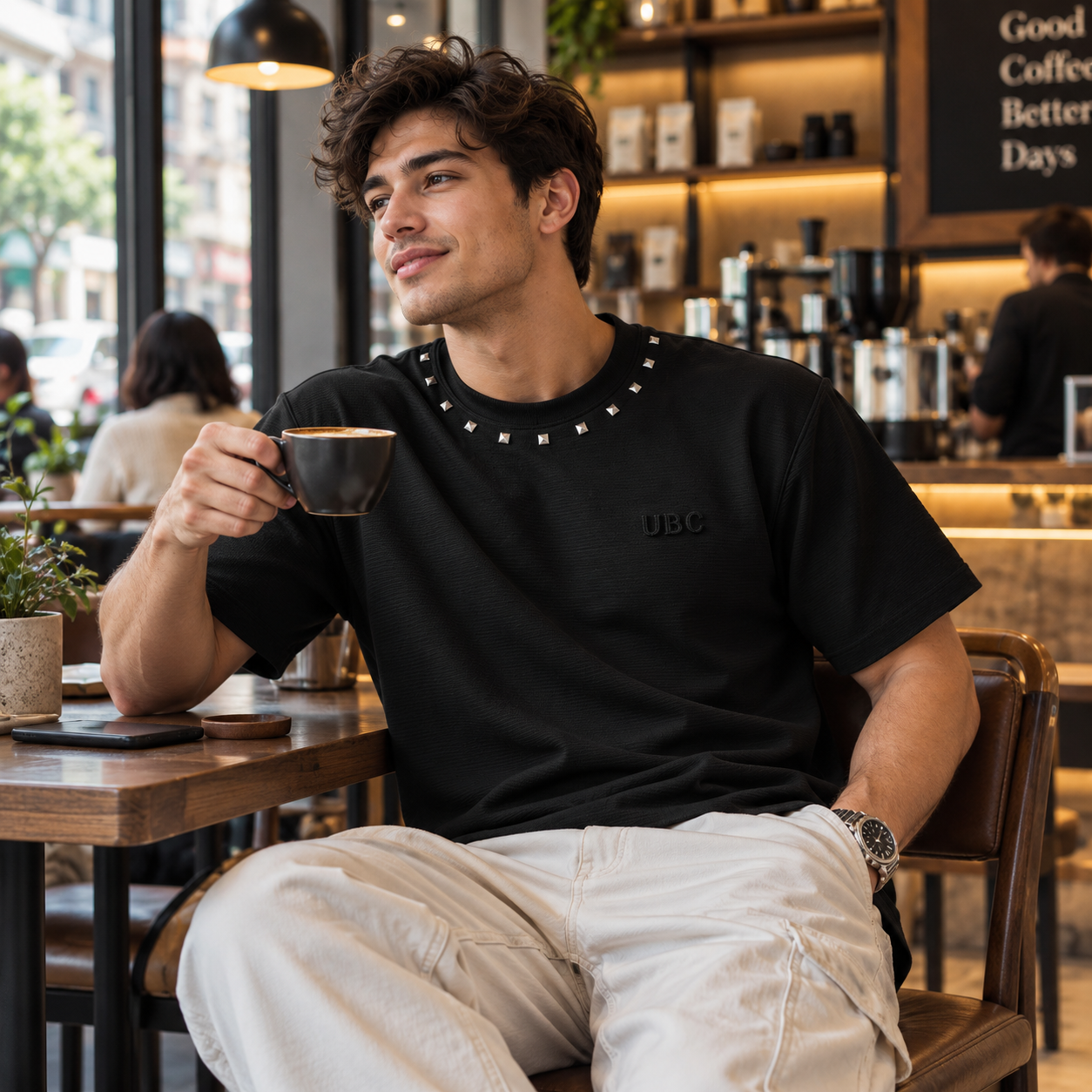 Noir Stud Luxe T-Shirt – Black