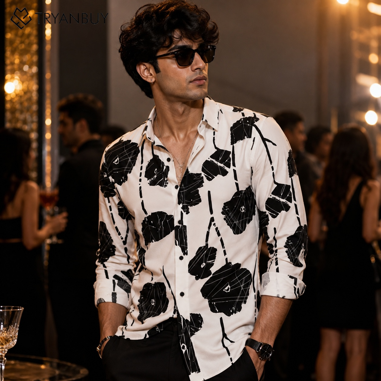 Monochrome Abstract Brushstroke Premium Shirt