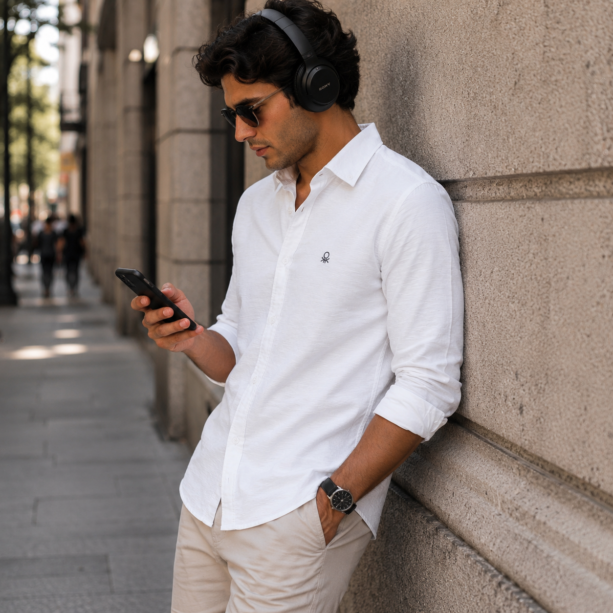 Classic White Textured  Casual Shirt