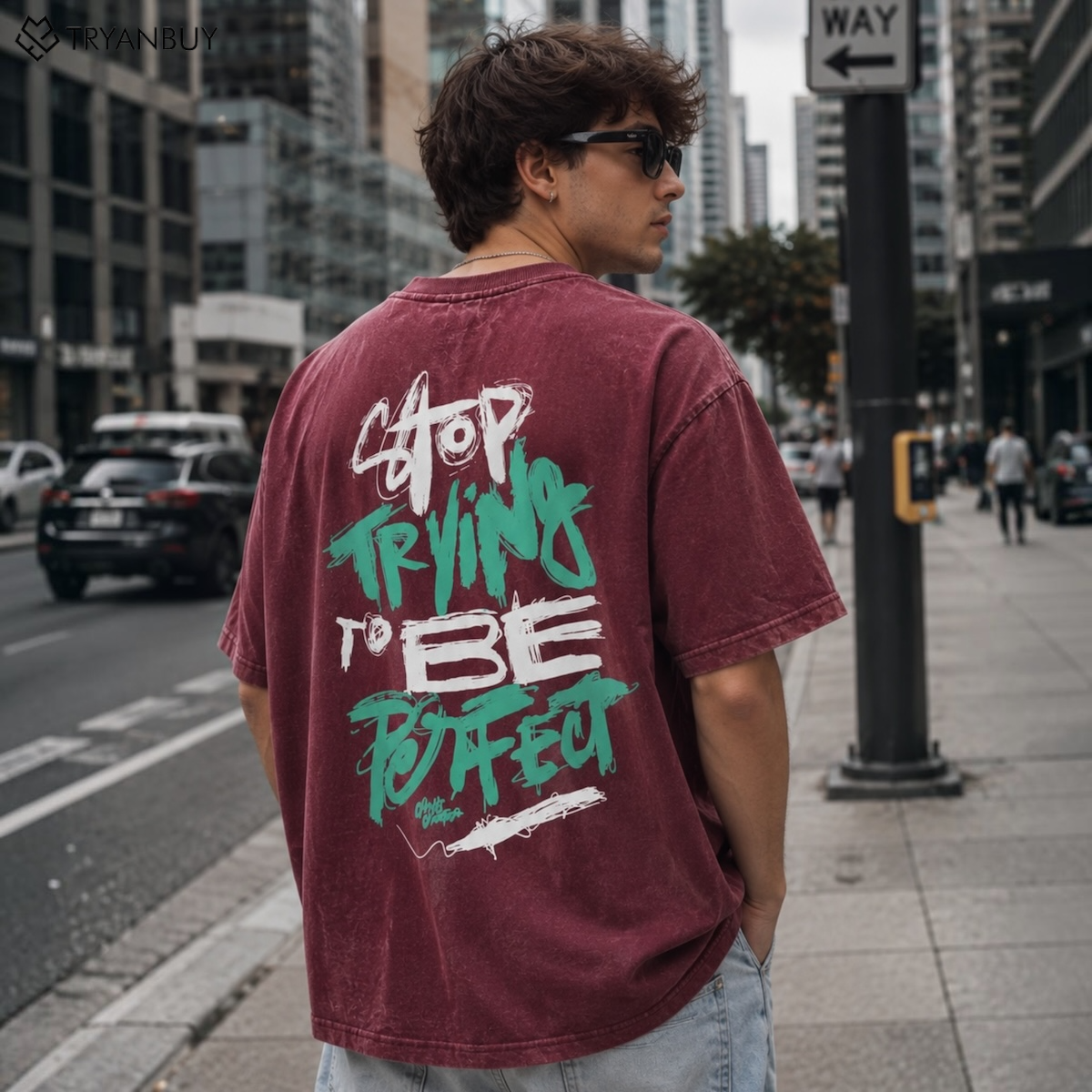 Maroon Acid Wash Oversized T-Shirt
