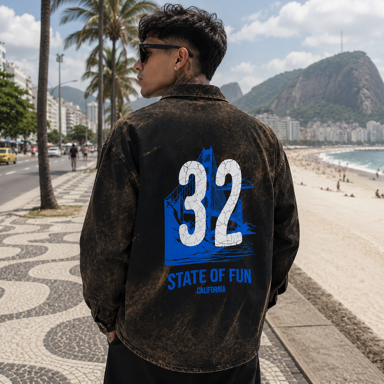 Vintage Acid Wash Oversized Shirt – Mocha Black