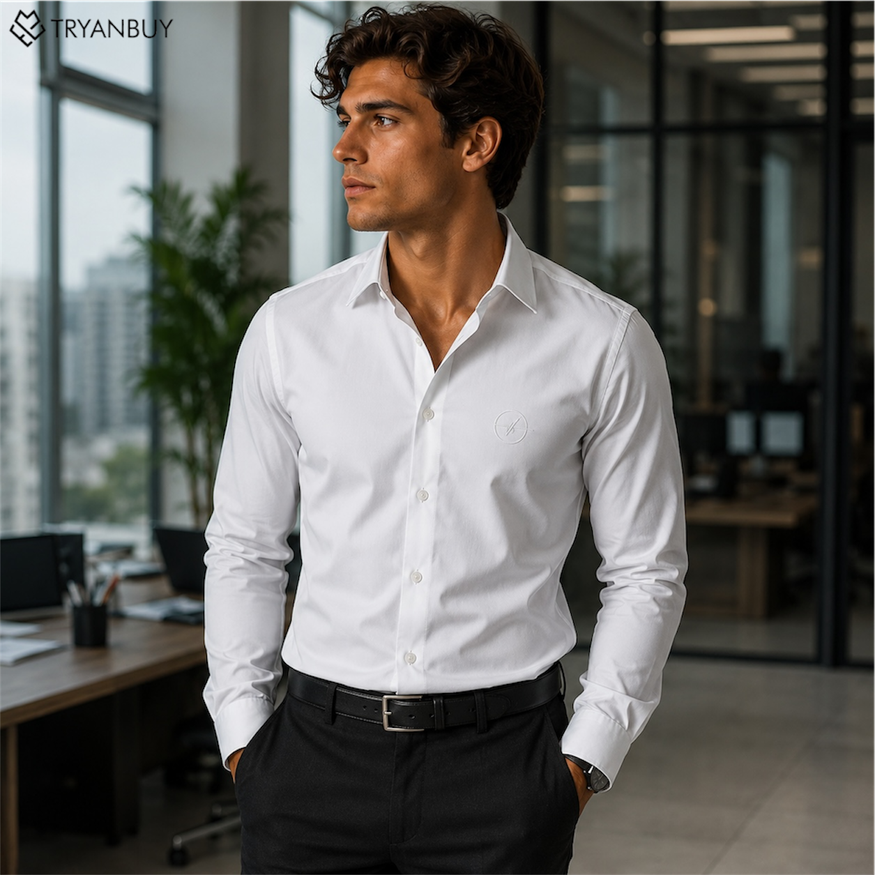Classic White Premium Textured Formal Shirt