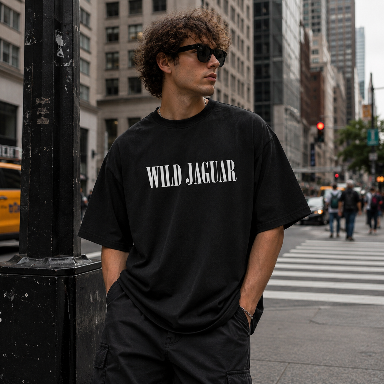 Leopard Oversized Graphic T-Shirt – Midnight Black