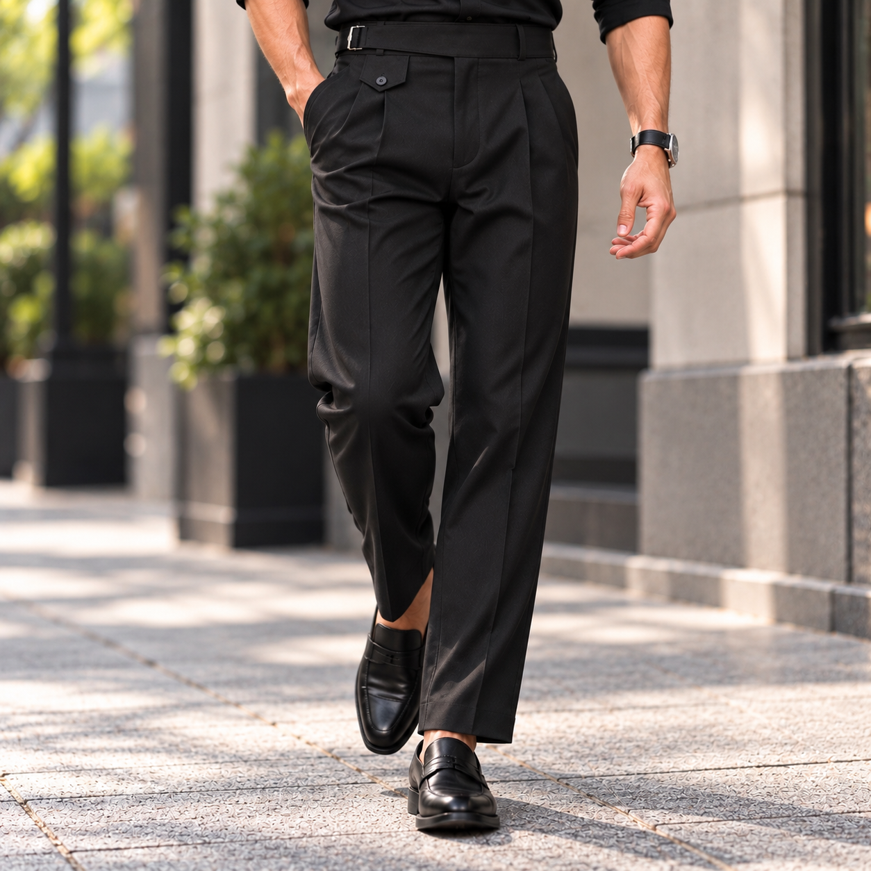 Black Pleated Formal Trousers