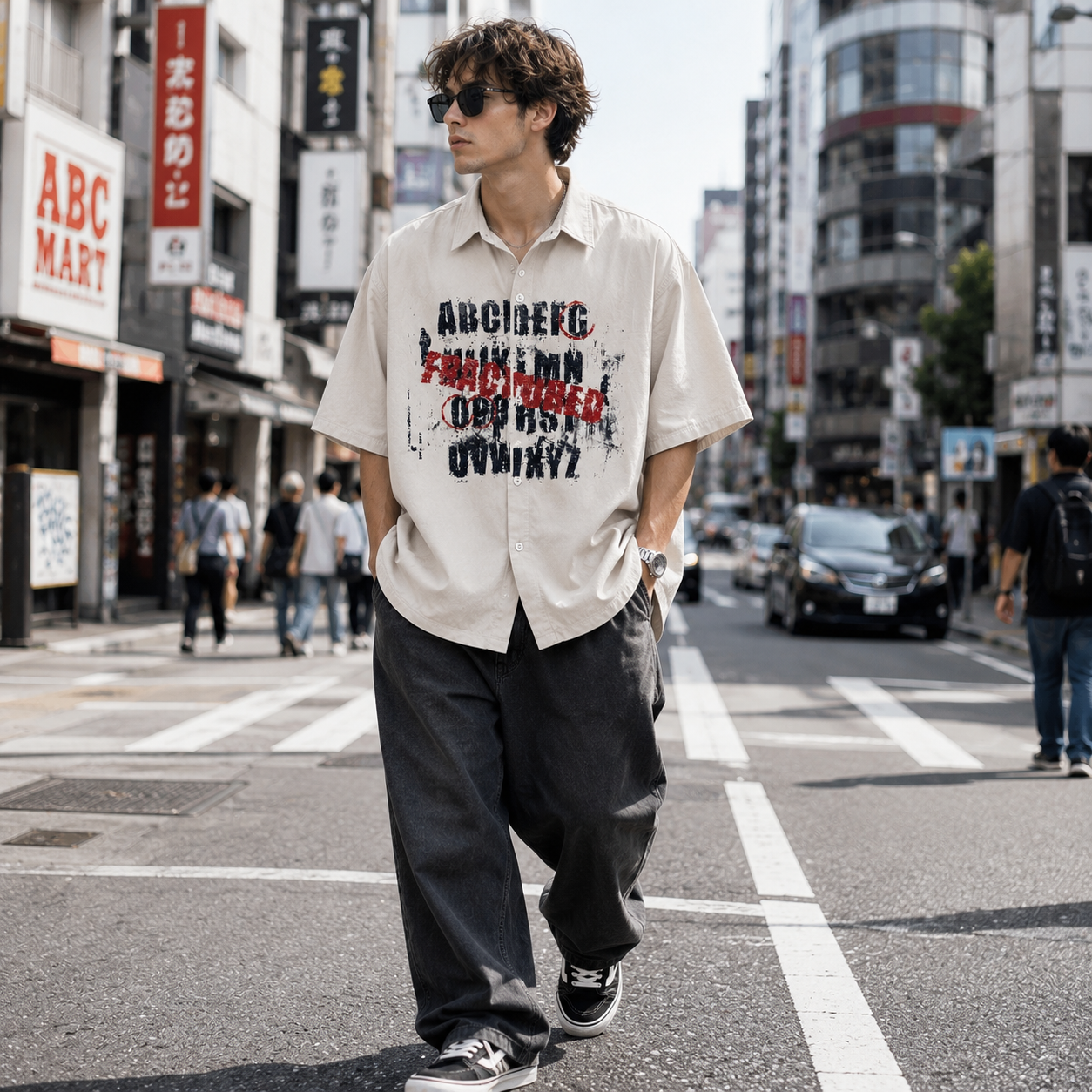 Raptured Oversized Graphic Shirt – Sand Beige