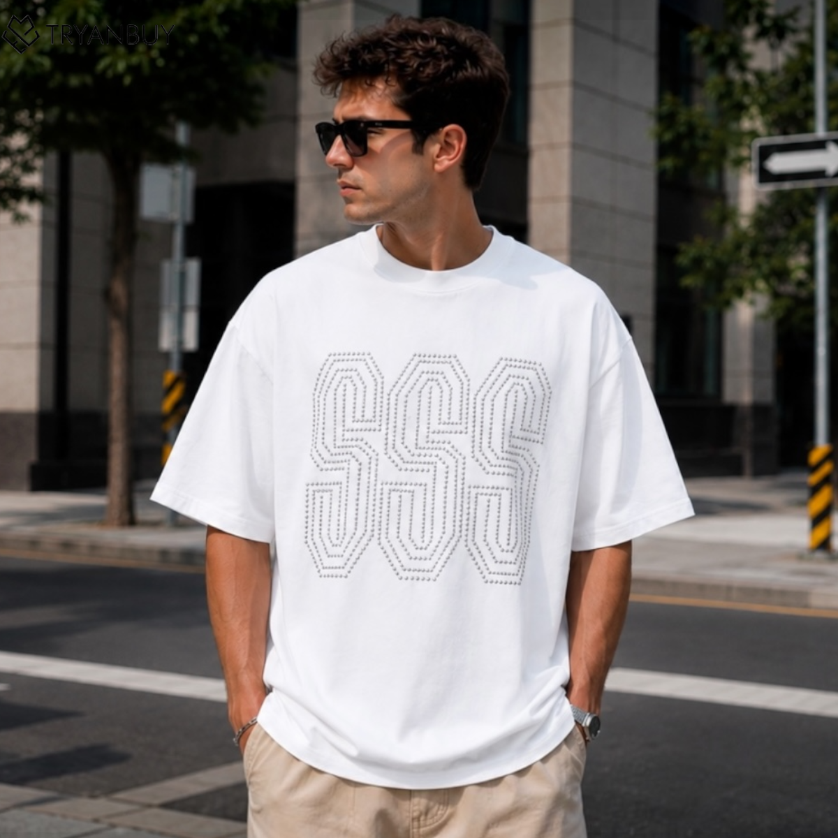 Urban Minimalist "SSS" Graphic Oversized T-Shirt
