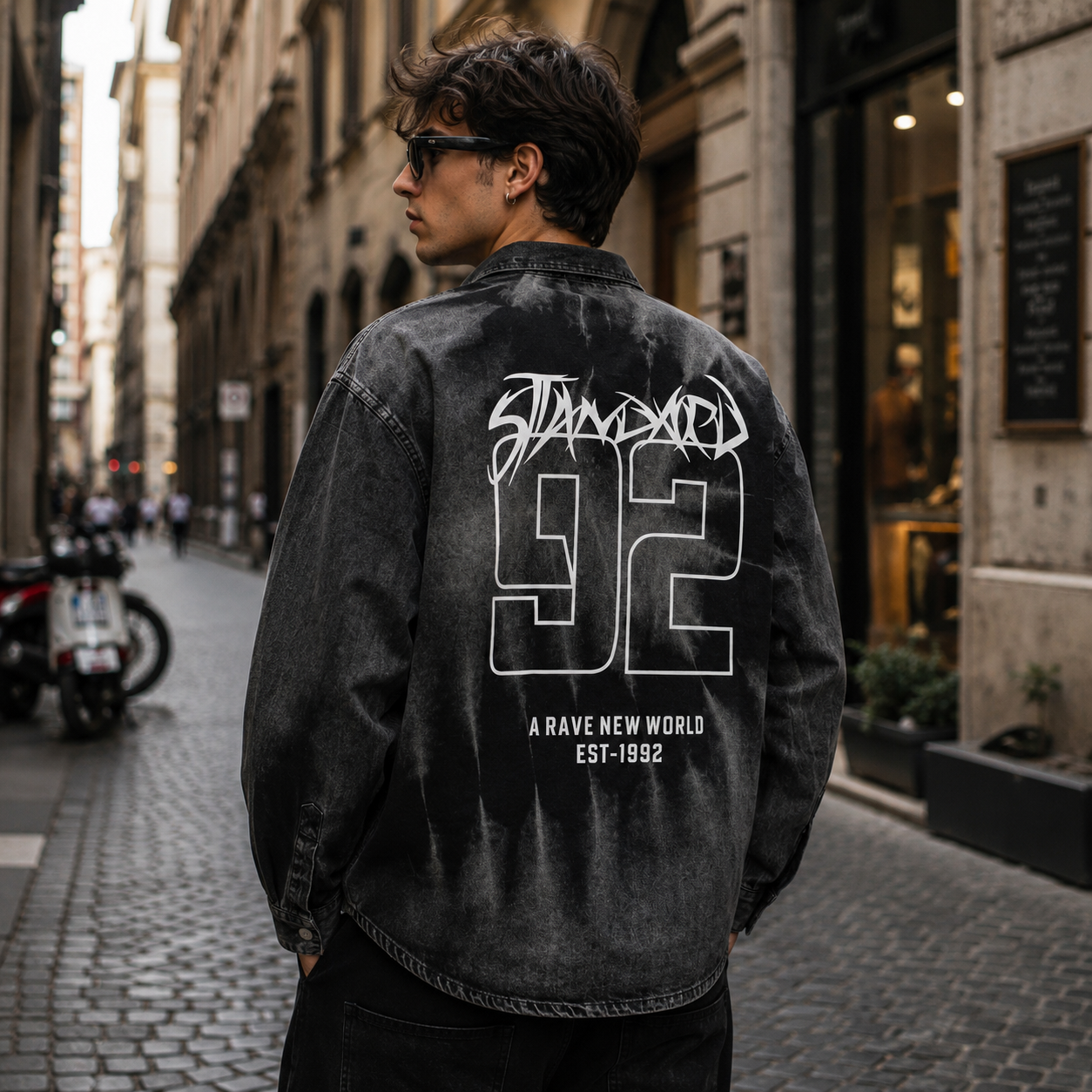 Shadow Acid Wash Oversized Shirt – Vintage Black