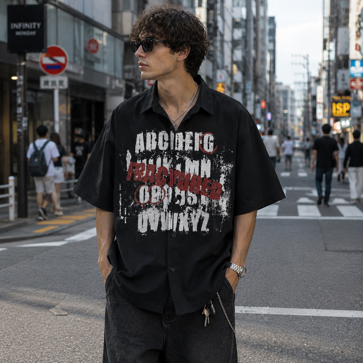 Raptured Oversized  Graphic Shirt – Black