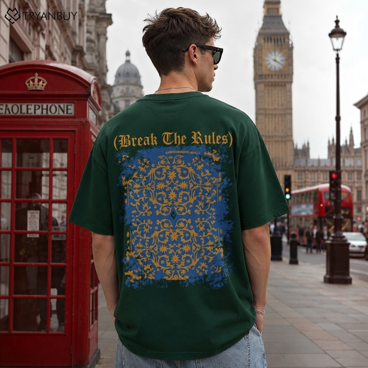 Oversized Graphic T-Shirt – Forest Green